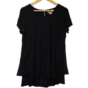 Ella Samani Layered Short Sleeve Top Black Large
